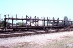 Trailer Train flat with a Burlington bi-level rack BTTX #930172